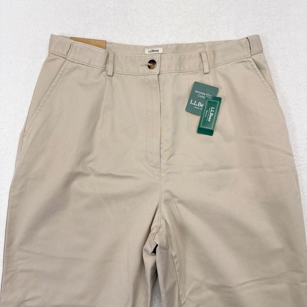 LL Bean Pants Womens Size 16 Tan Khaki Original Fit Straight Leg Casual NEW - Picture 3 of 10